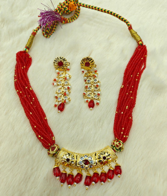 NIKYANKA Brass, Alloy Gold, Red Jewellery Set(Pack of 2)