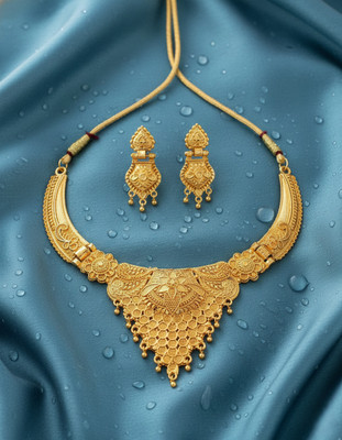 vrindora Brass, Alloy Gold-plated Gold Jewellery Set(Pack of 1)