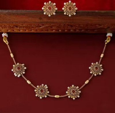 Pamadhya Brass, Copper Gold-plated Gold Jewellery Set(Pack of 1)