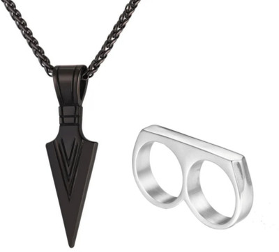 Vipunj Stainless Steel Silver, Titanium Silver, Black Jewellery Set(Pack of 2)