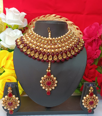 marvelous arts Copper Copper Maroon, Gold Jewellery Set(Pack of 1)
