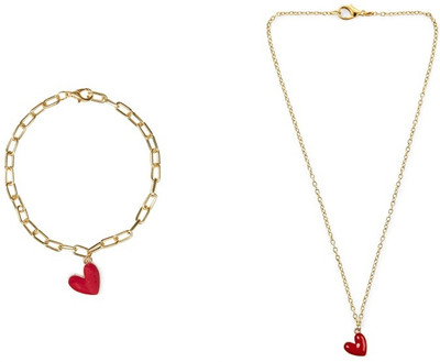 EnlightenMani Alloy Gold-plated Red Jewellery Set(Pack of 2)