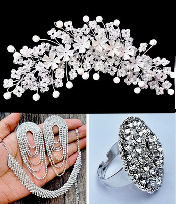 arish Plastic, Alloy Silver Silver Jewellery Set(Pack of 3)