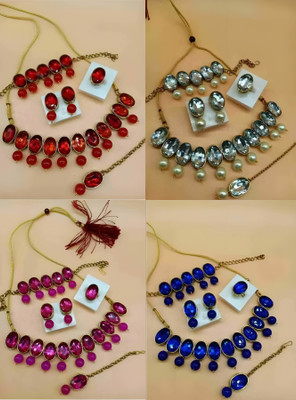 ZEER Creation Alloy Gold-plated Multicolor Jewellery Set(Pack of 4)