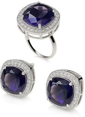 TSB Brass Rhodium Purple, Silver Jewellery Set(Pack of 1)