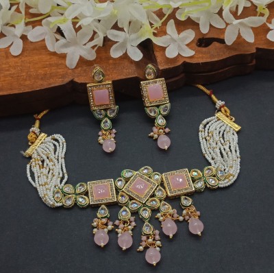 Aashish Imiiation Alloy Gold-plated Pink Jewellery Set(Pack of 3)