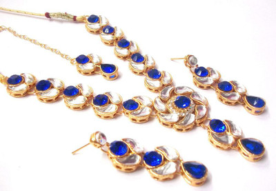 SHREE MAULI CREATION Alloy Gold-plated Gold, Blue Jewellery Set(Pack of 4)