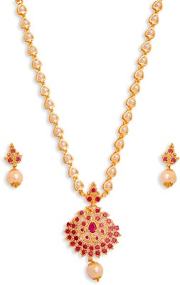 Sankalp Alloy Gold-plated Pink Jewellery Set(Pack of 1)