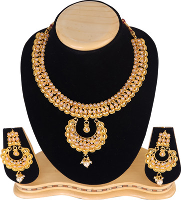 Ethnicking Copper Gold-plated White Jewellery Set(Pack of 2)