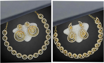 R A Enterprises Alloy Gold-plated White, Gold Jewellery Set(Pack of 6)