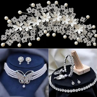 Lunox Alloy Silver White Jewellery Set(Pack of 4)