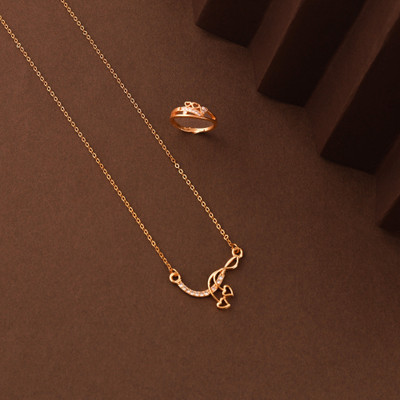 Sangria Brass Gold-plated White, Gold Jewellery Set(Pack of 1)
