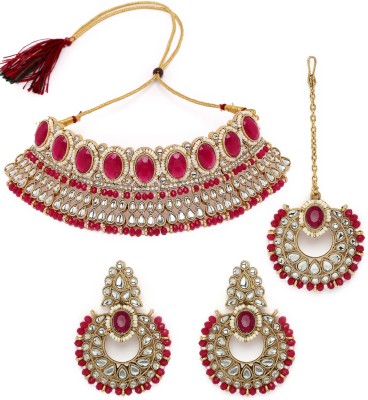 Sukkhi Alloy Gold-plated Pink Jewellery Set(Pack of 4)