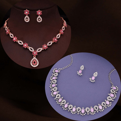 brado jewellery Brass Gold-plated Rose Gold, Pink, Purple Jewellery Set(Pack of 1)