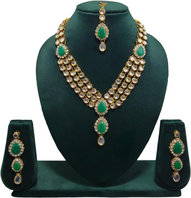 RAUNAK CREATION Alloy Gold-plated Green Jewellery Set(Pack of 1)