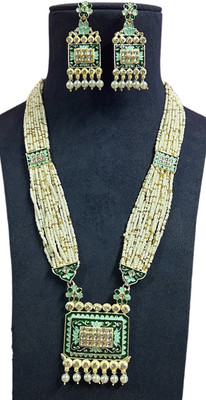 Antiquejewellry Mother of Pearl Gold-plated White, Green Jewellery Set(Pack of 1)