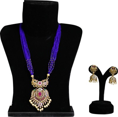 HT Creation Alloy Gold-plated Blue Jewellery Set(Pack of 1)