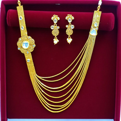 Aroras Bridal & Fashion Jewellery Brass Gold-plated Gold Jewellery Set(Pack of 1)