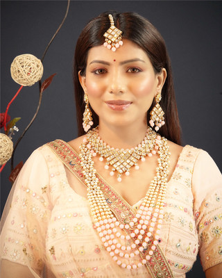 jill fashion Zinc Gold-plated Pink Jewellery Set(Pack of 1)