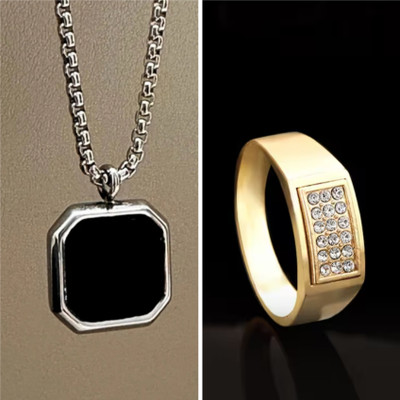 Vedansh Alloy Gold-plated, Sterling Silver Black, Gold Jewellery Set(Pack of 2)