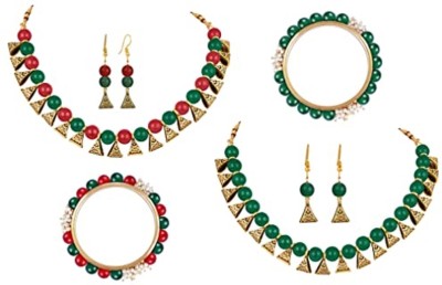 JFL - Jewellery for Less Copper Gold-plated Red, Green Jewellery Set(Pack of 1)
