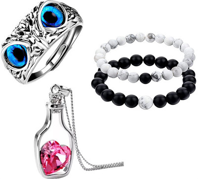 ruby collection Stainless Steel Sterling Silver Silver Jewellery Set(Pack of 3)