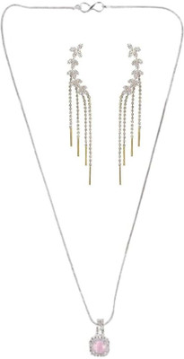 SKG Fashions Stone Pink, Silver Jewellery Set(Pack of 1)