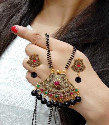 PRASUB Alloy Gold-plated Black, Multicolor Jewellery Set(Pack of 1)