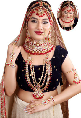 SHIV SHAKTI JEWELLERS Alloy Gold-plated Red Jewellery Set(Pack of 1)