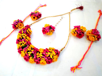 RUDRIKA Fabric Yellow Jewellery Set(Pack of 1)