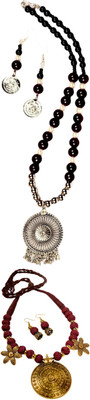 HOUSE OFF COMMON Oxidised Silver Black, Silver, Multicolor Jewellery Set(Pack of 2)