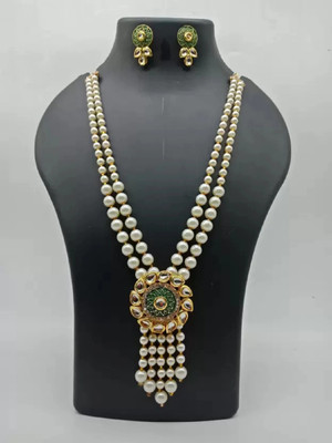Nivaan Alloy Gold-plated Green, White Jewellery Set(Pack of 1)