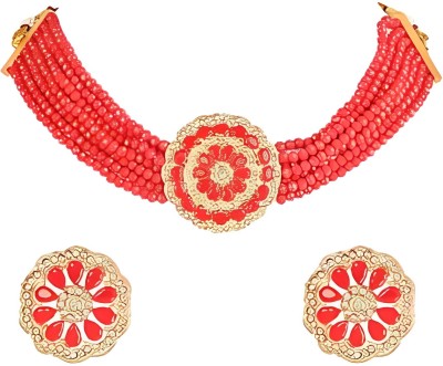 RAHUL TRADERS Alloy Gold-plated Red Jewellery Set(Pack of 1)