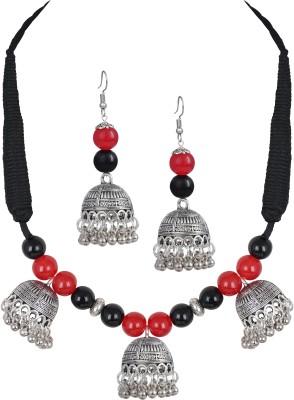 TAP Fashion Brass Silver Red Jewellery Set(Pack of 1)