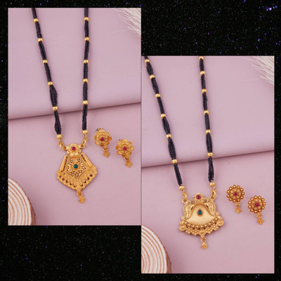 bhanu diam Metal Gold-plated Gold Jewellery Set(Pack of 2)