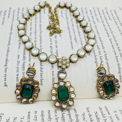 JN Handicraft Alloy Copper Green Jewellery Set(Pack of 1)