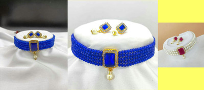 CHARBHUJA Alloy Gold-plated Multicolor Jewellery Set(Pack of 6)