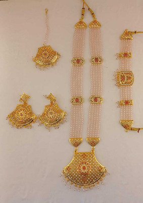 Marsify World Brass, Alloy Gold-plated Pink, Gold Jewellery Set(Pack of 1)