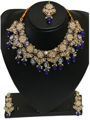 coloursful fashion Alloy Gold-plated Blue Jewellery Set(Pack of 1)