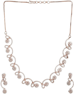 House of Pataudi Brass Gold-plated Rose Gold Jewellery Set(Pack of 3)