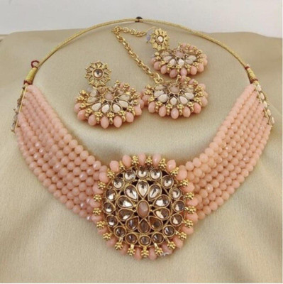 house of common Alloy Gold-plated Pink, Orange Jewellery Set(Pack of 1)