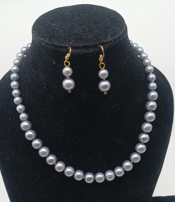 Zooni Collections Mother of Pearl 800 Silver Grey Jewellery Set(Pack of 1)