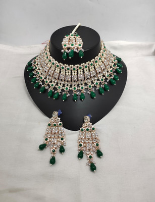 MAHADEV Alloy Gold-plated Green Jewellery Set(Pack of 4)