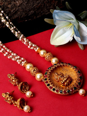 Anika's Creation Brass Gold-plated Gold Jewellery Set(Pack of 1)