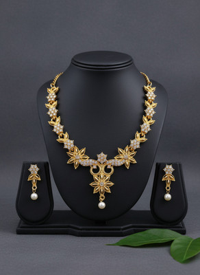 vrindora Brass Gold-plated Gold Jewellery Set(Pack of 1)