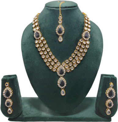 RAUNAK CREATION Alloy Gold-plated Black Jewellery Set(Pack of 1)