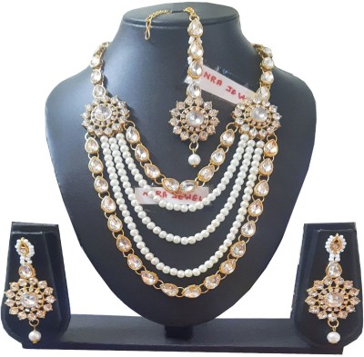 ANRA JEWEL Mother of Pearl, Alloy Gold-plated Gold, White Jewellery Set(Pack of 1)