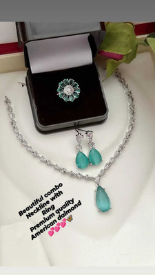 DENICRAAS Alloy Silver Green Jewellery Set(Pack of 1)