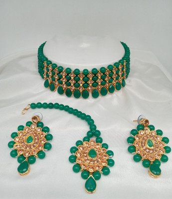 RPJEWEL Alloy Gold-plated Green Jewellery Set(Pack of 1)