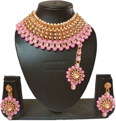 STYLISH DUDE Alloy Gold, Pink Jewellery Set(Pack of 4)